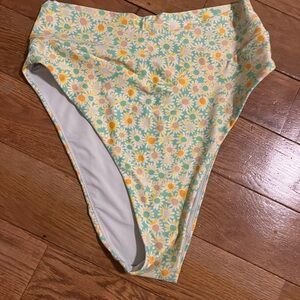 Aerie Floral Bikini Bottom - Yellow and White